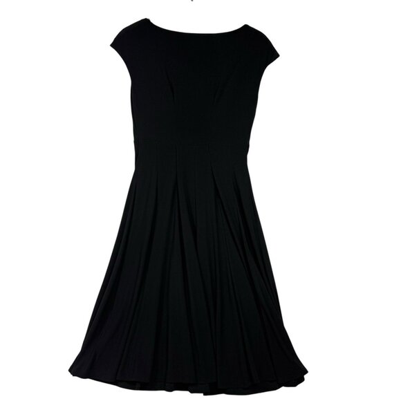 Lauren Ralph Lauren Black Faux Wrap V-Neck Dress Size 12 Stretch Classic - Picture 2 of 7